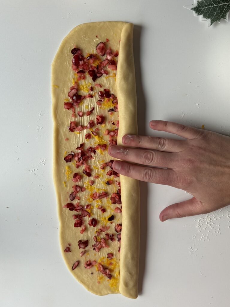 shaping cranberry orange rolls