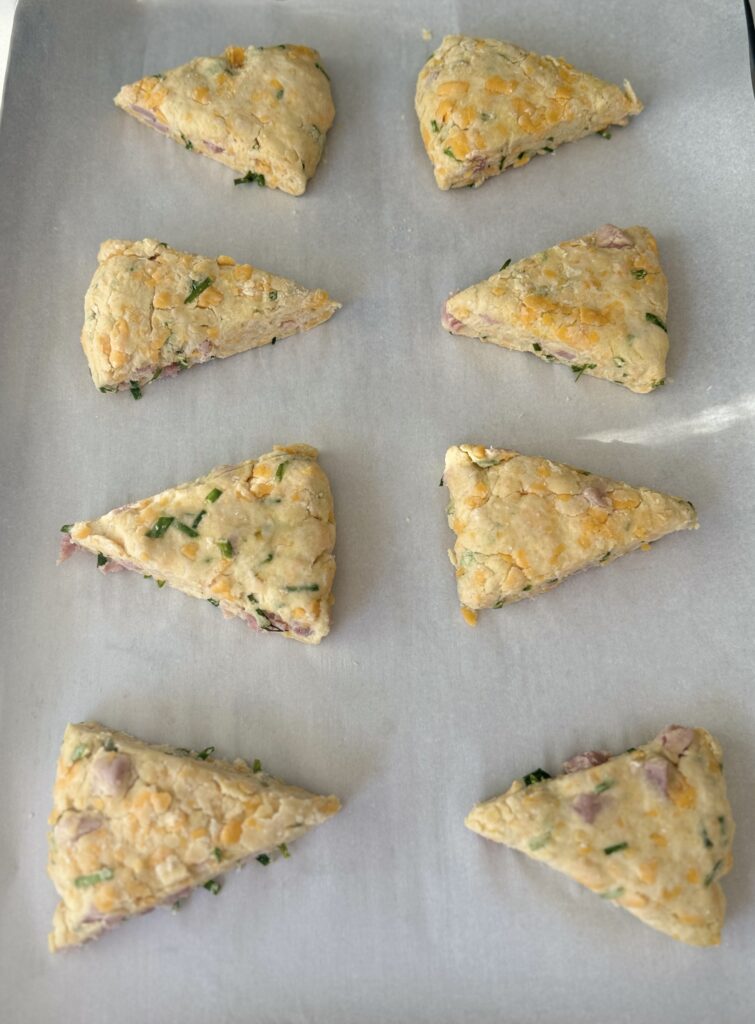 shaped ham cheddar and chive sourdough scones