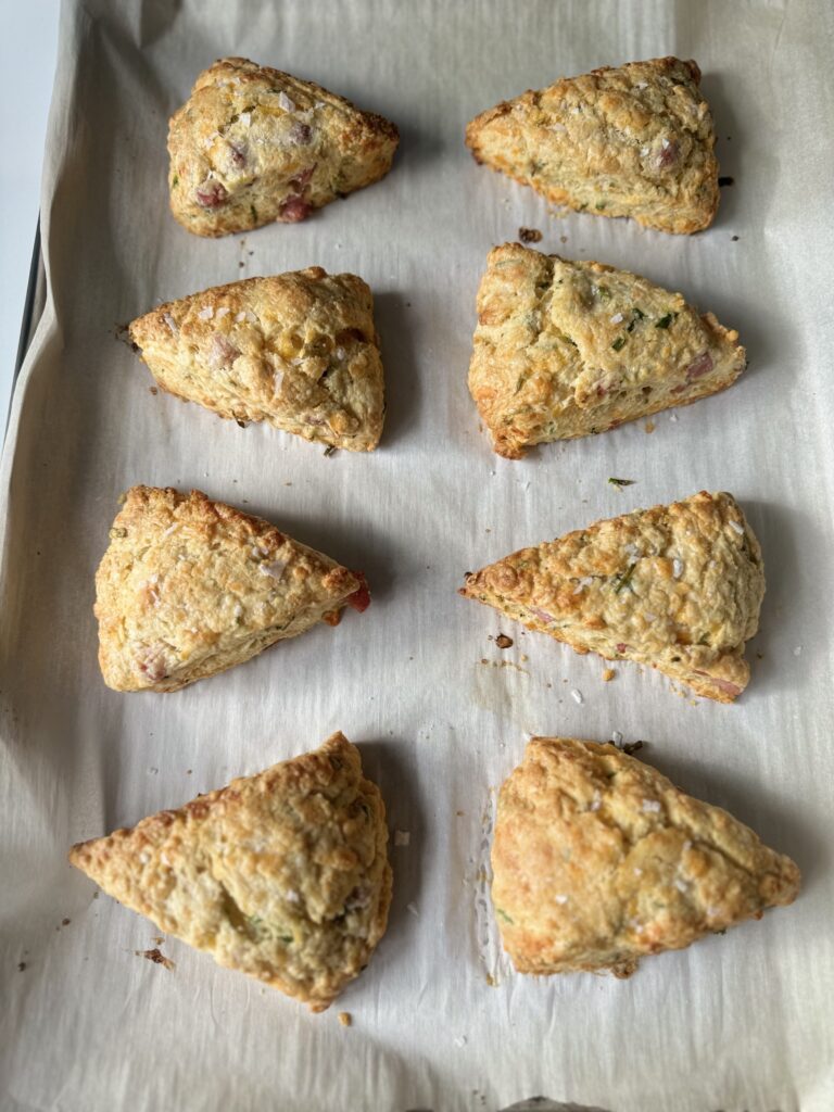 ham cheese and chive sourdough scones