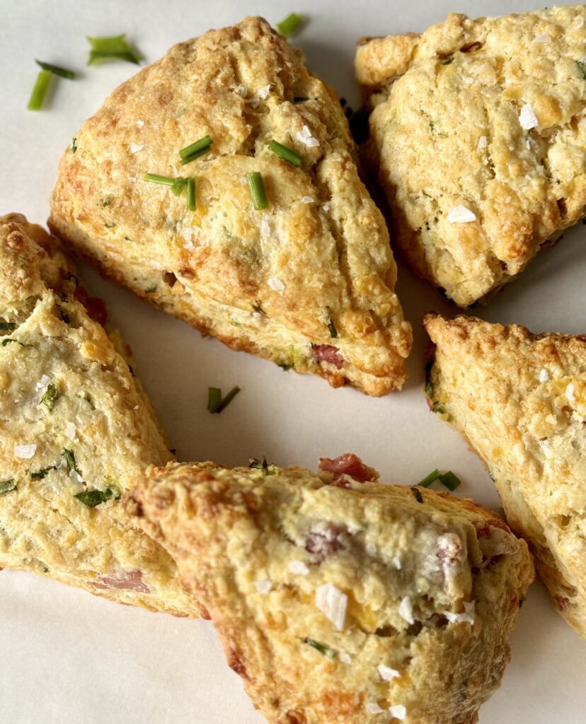 ham cheese and chive sourdough scones