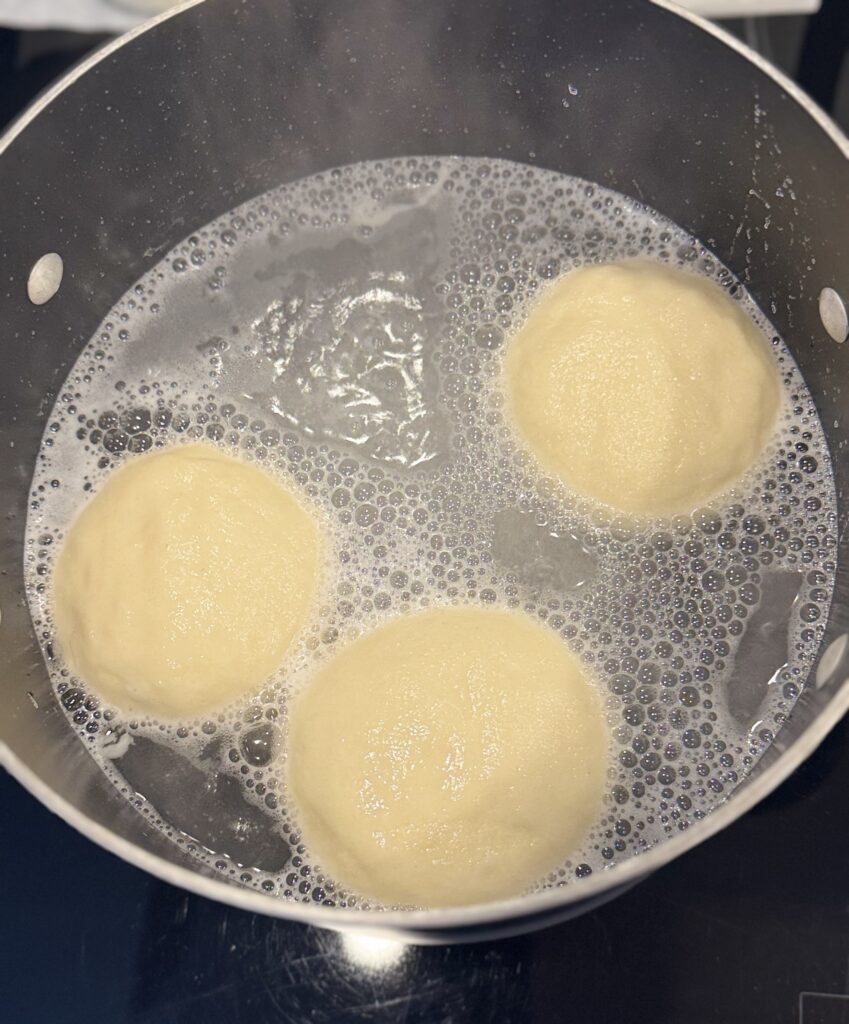 boiling sourdough pretzel buns