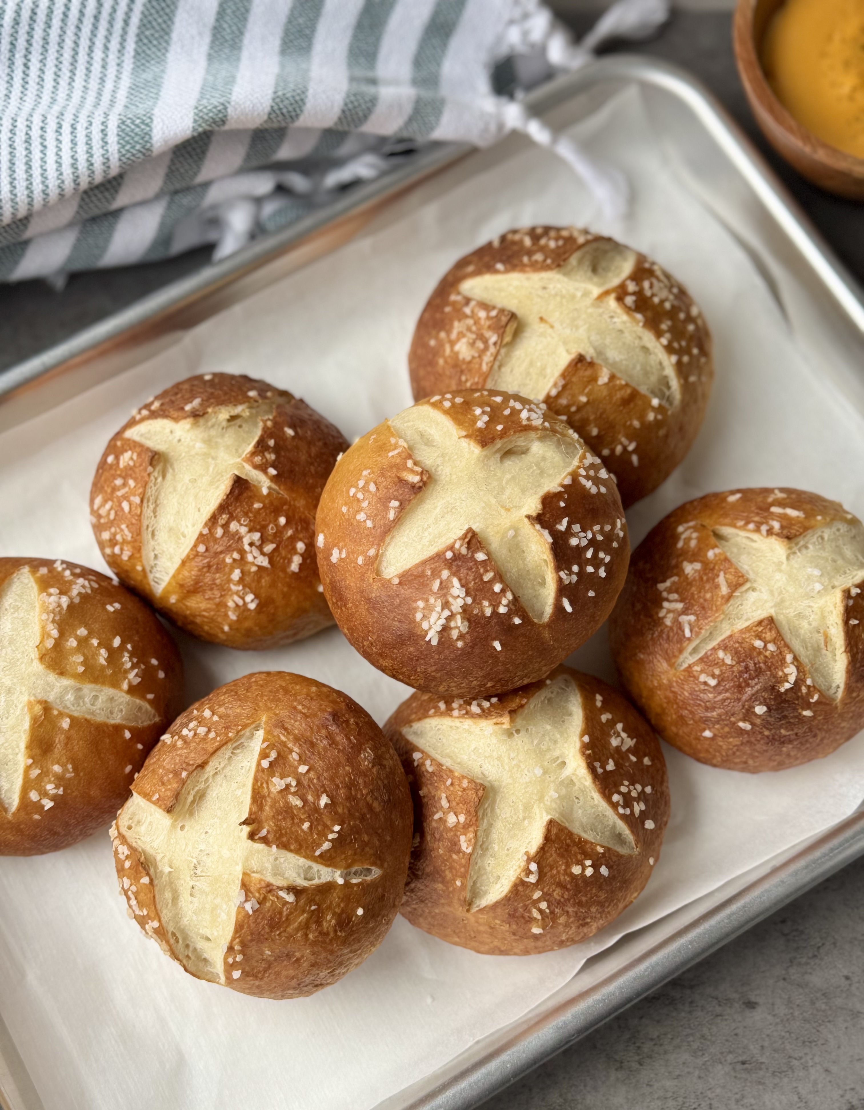 sourdough pretzel buns