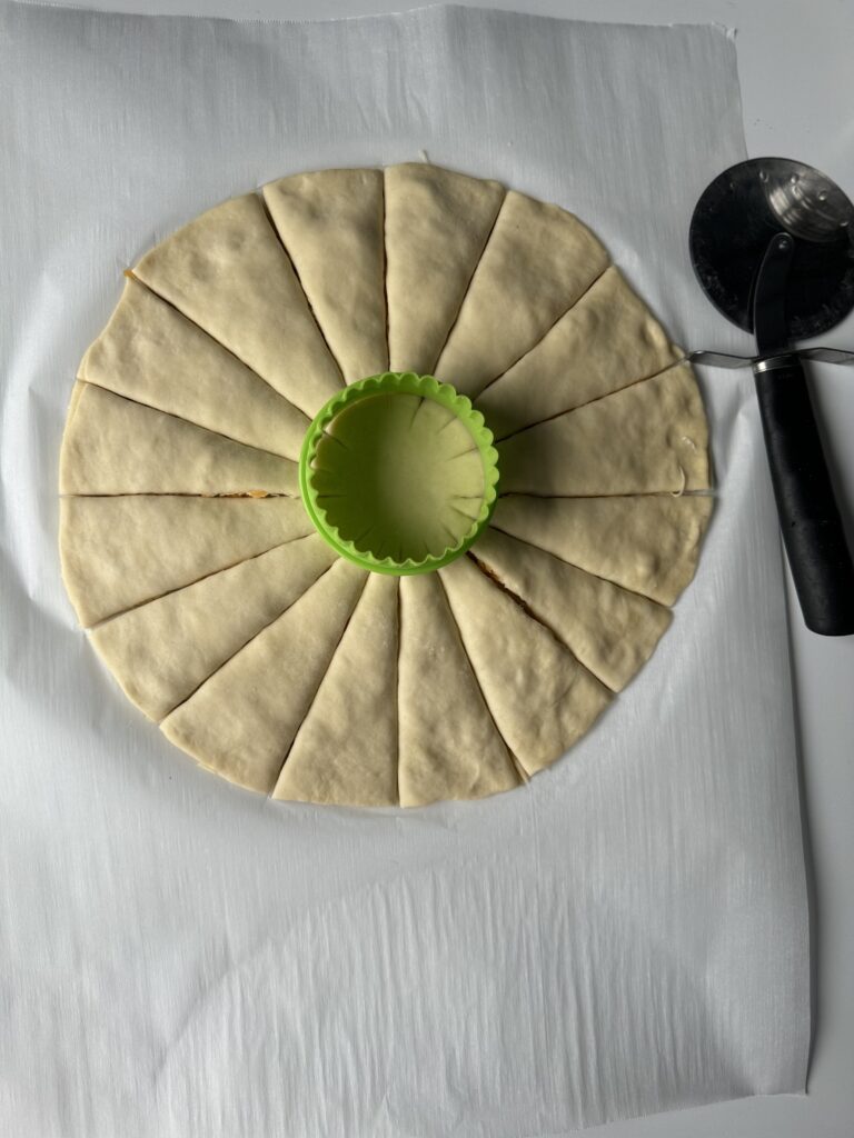 shaping sourdough star bread