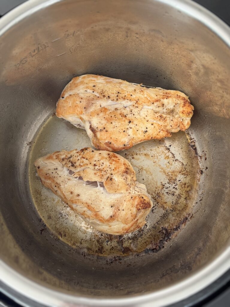 searing the chicken