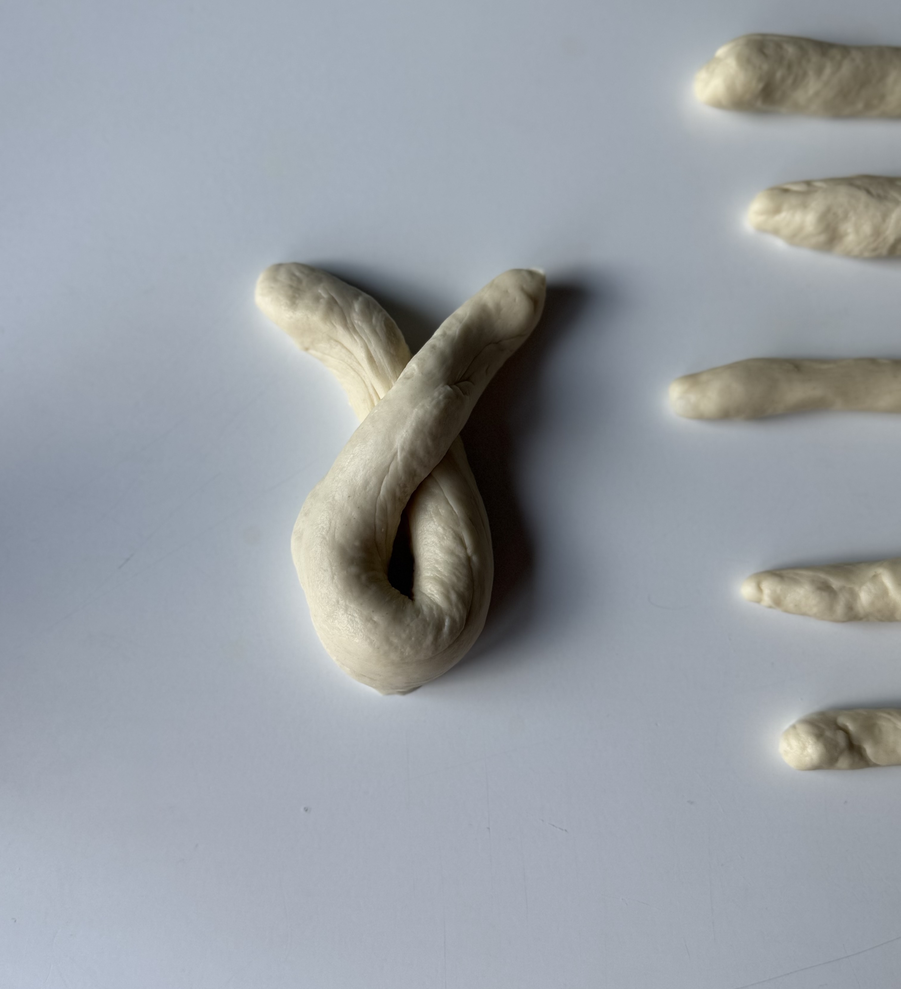 shaping sourdough garlic knots