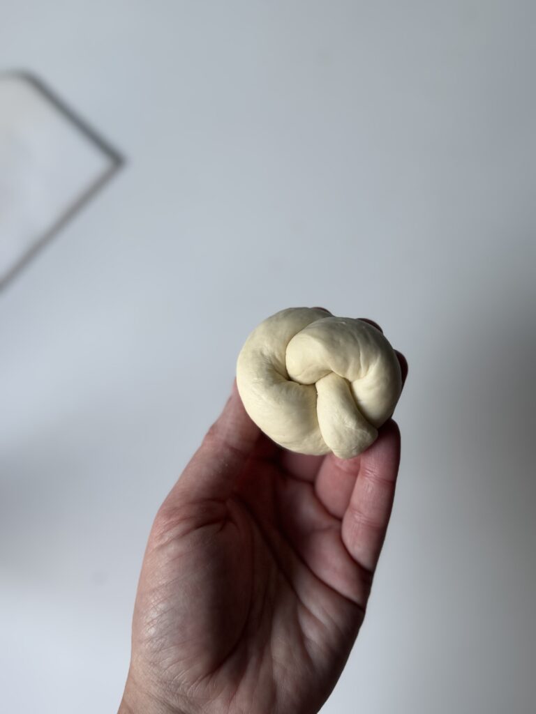 shaping sourdough garlic knots