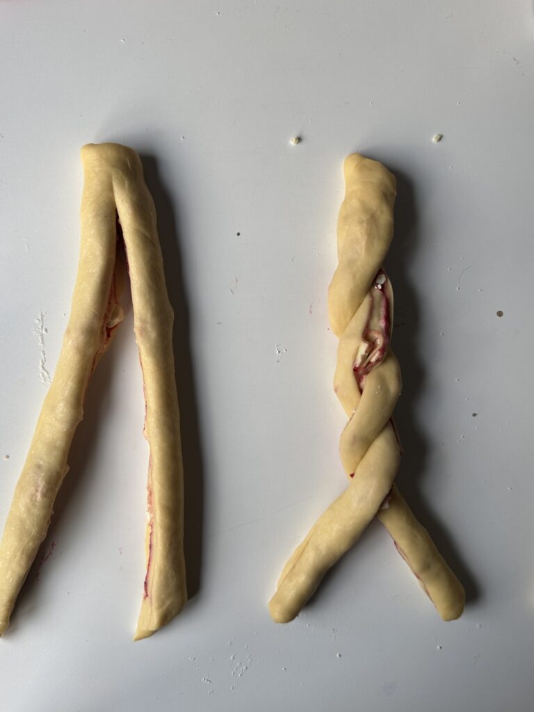 braiding brioche hearts