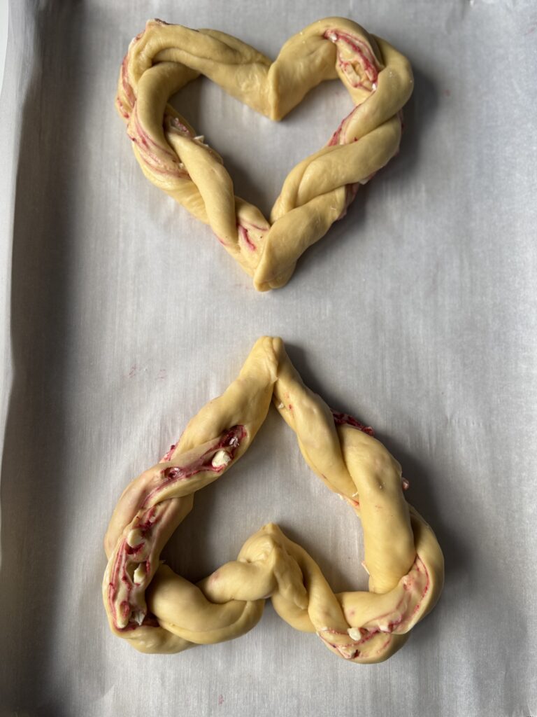 sourdough brioche hearts shaped