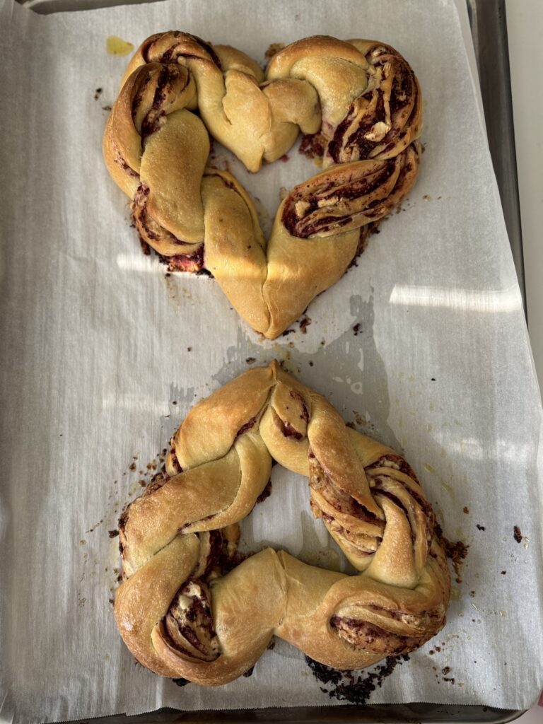 baked sourdough brioche hearts