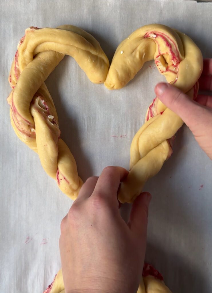 shaping brioche hearts