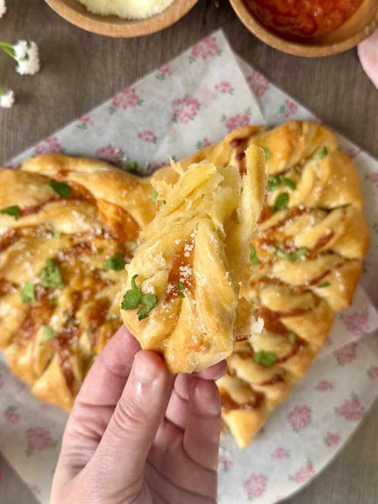 baked sourdough heart bread