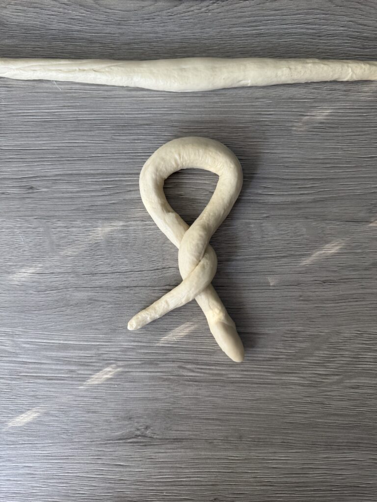 shaping sourdough pretzels