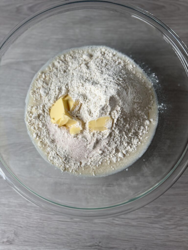 mixing sourdough pretzels
