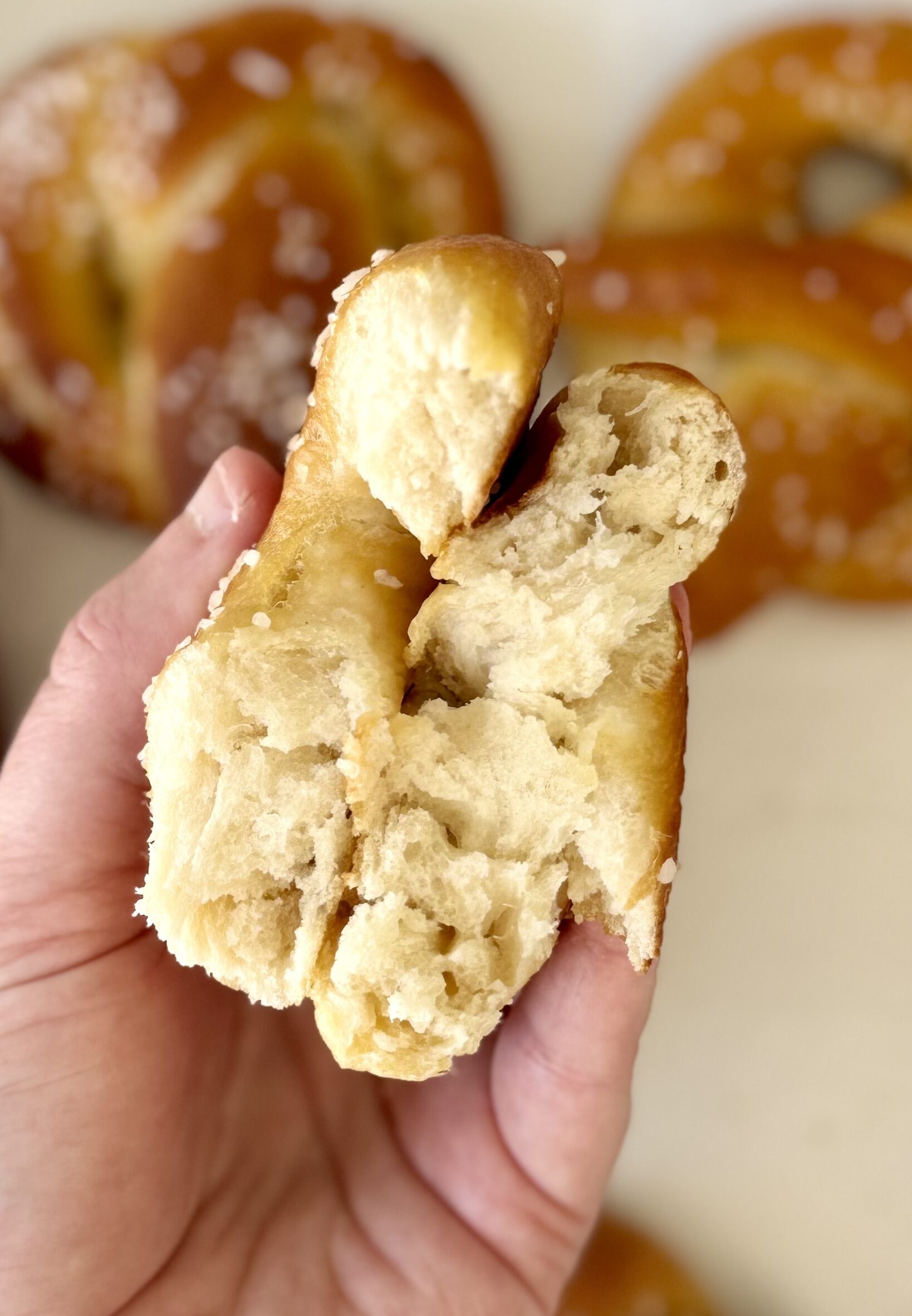 inside of sourdough pretzel