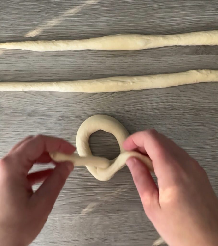 shaping sourdough pretzels