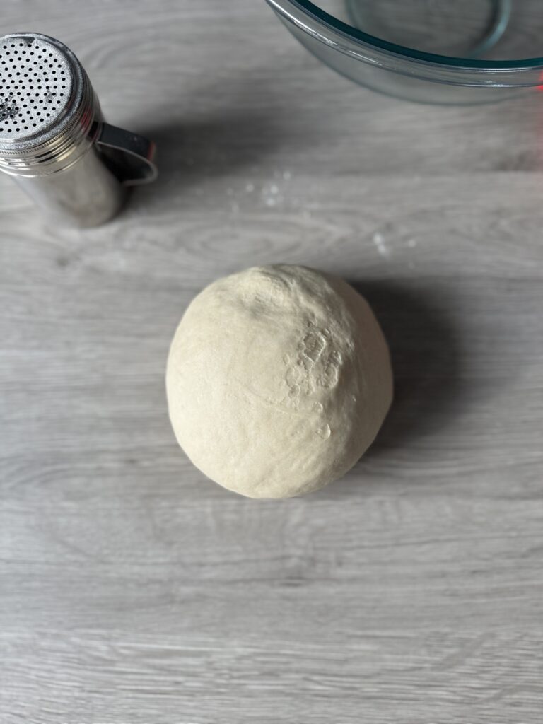 kneading pretzel dough