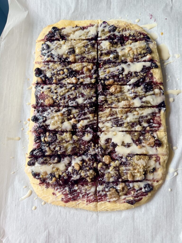 glazed and cut blueberry lemon sticks