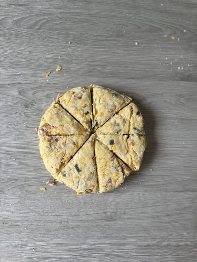 cutting sourdough scones