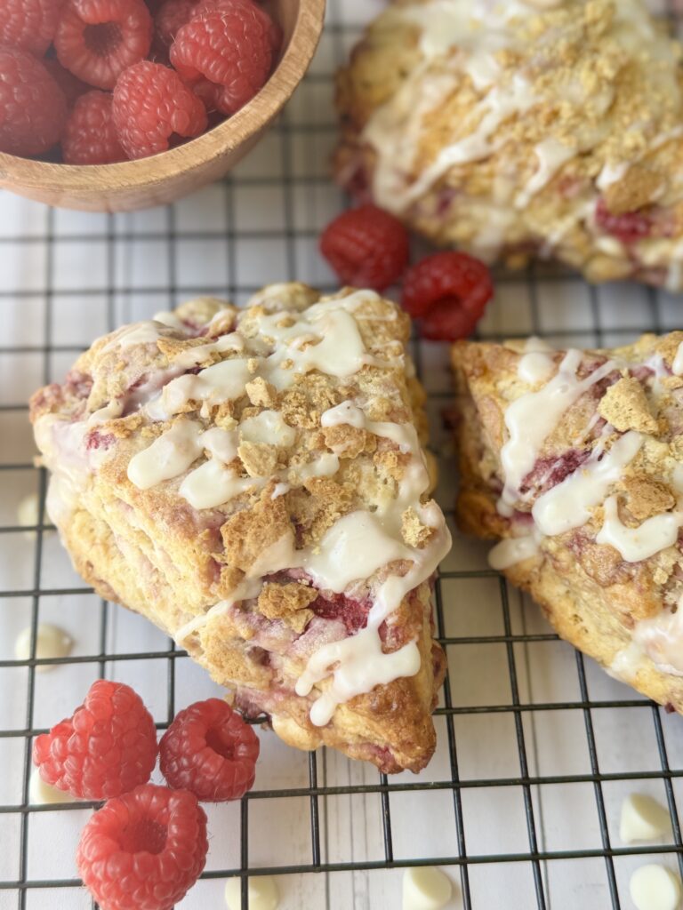 raspberry cheesecake sourdough scones