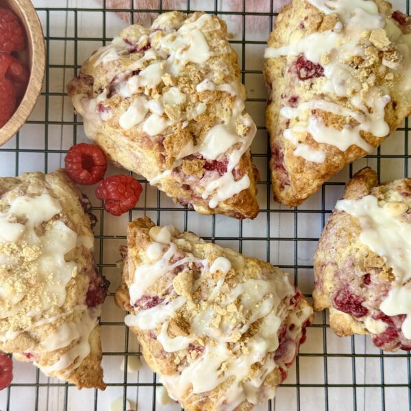 raspberry white chocolate cheesecake sourdough scones