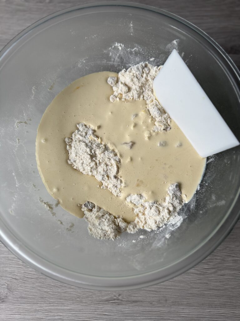 mixing sourdough scones