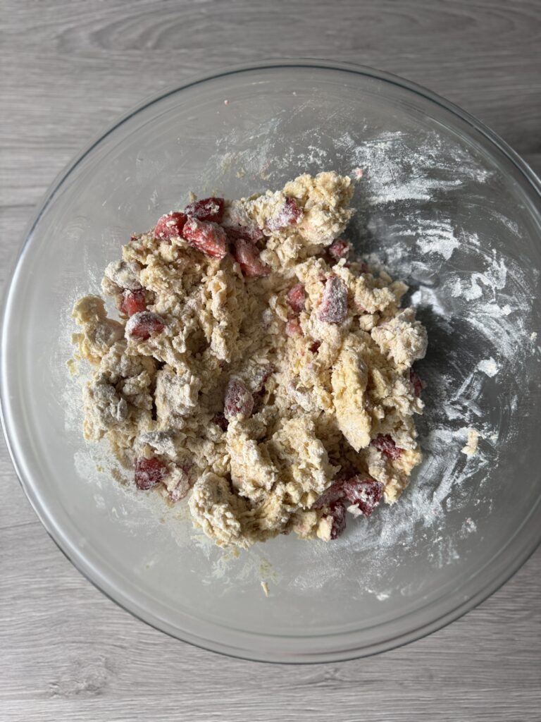 mixing sourdough scones