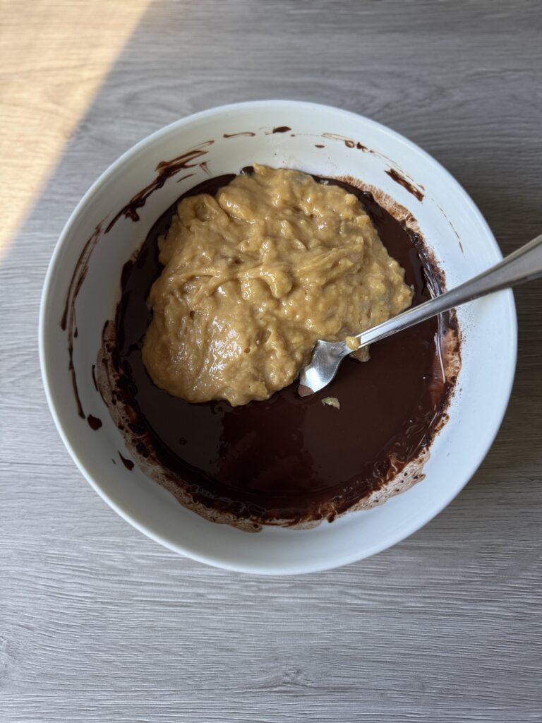 making the chocolate swirl