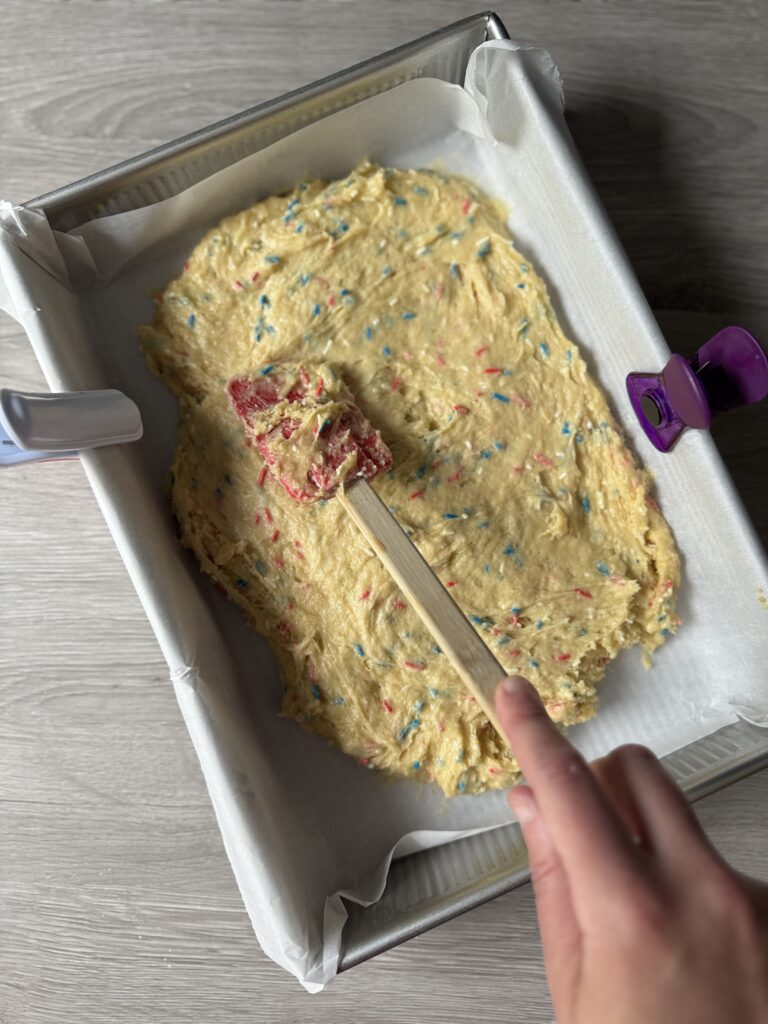 spreading the batter