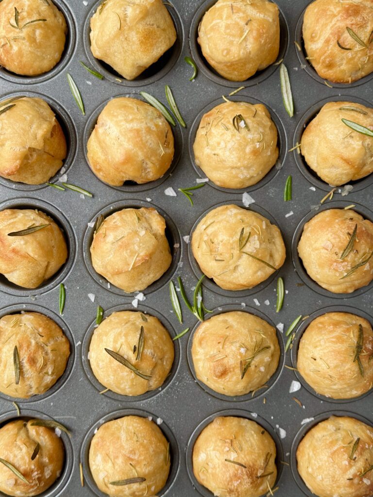 mini sourdough focaccia muffins