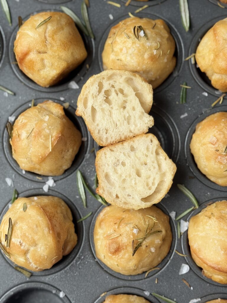 mini sourdough focaccia muffins
