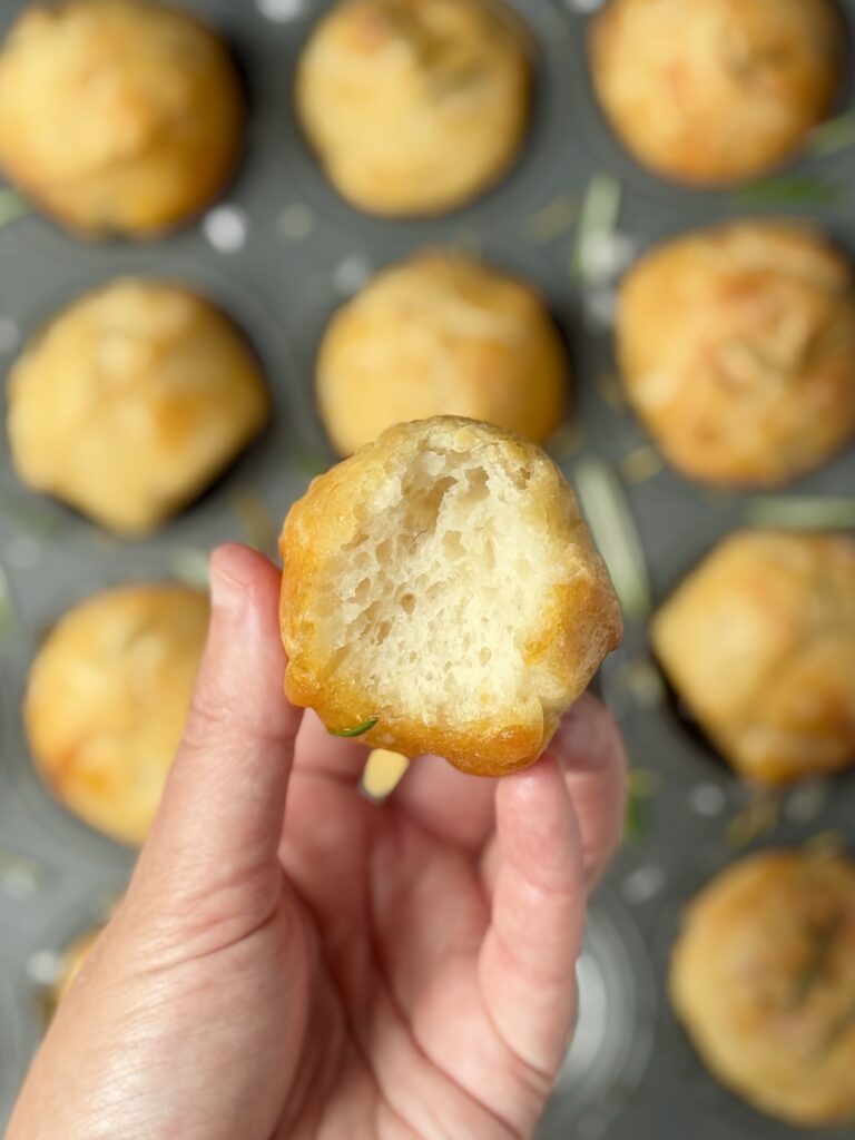 inside of mini focaccia muffins