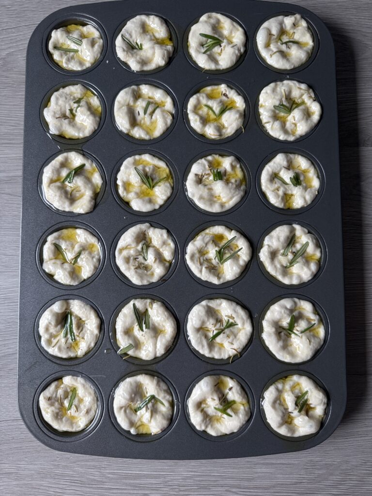 topped focaccia muffins