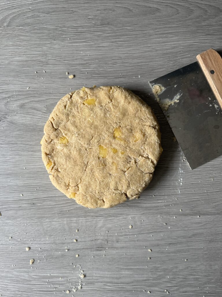 shaping peach scones