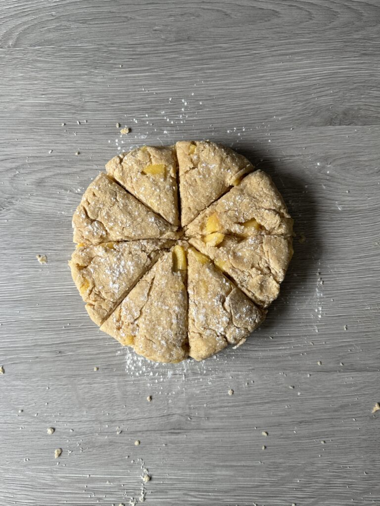 cutting peach scones