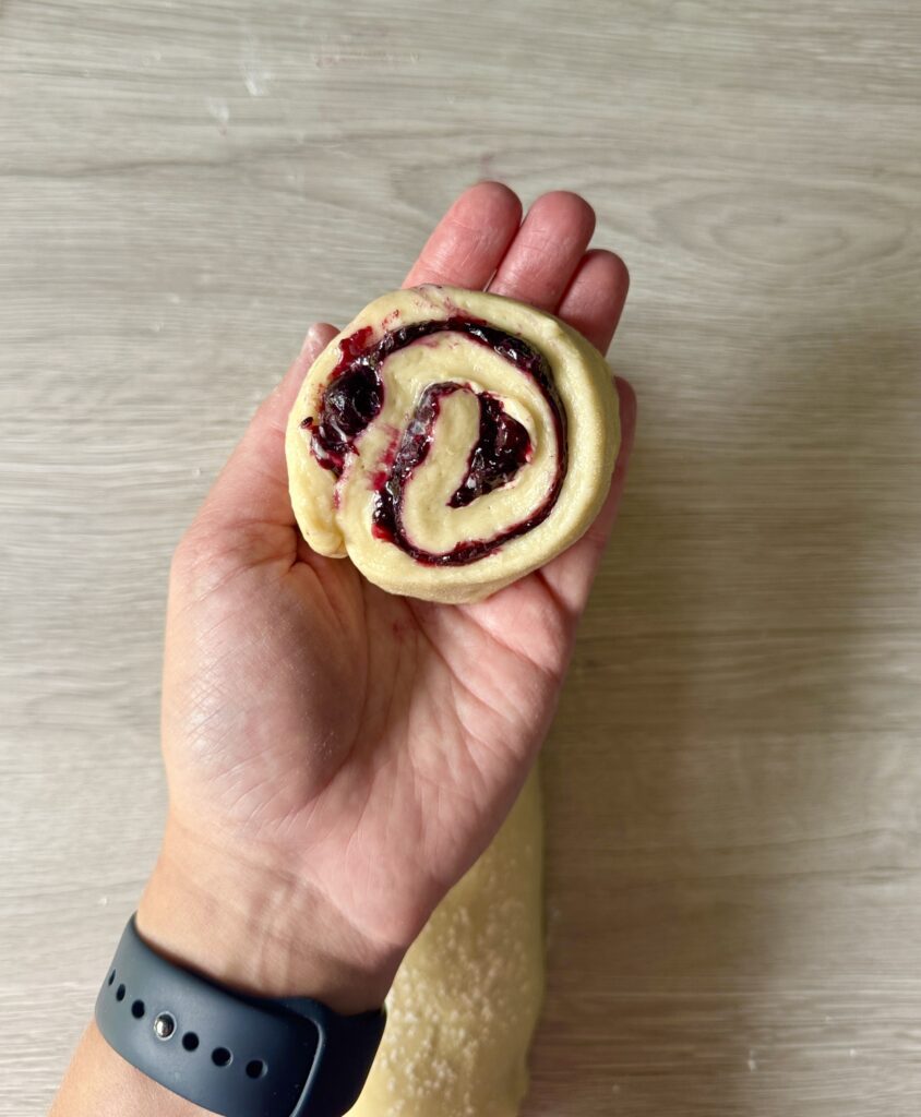 rolled blueberry lemon brioche