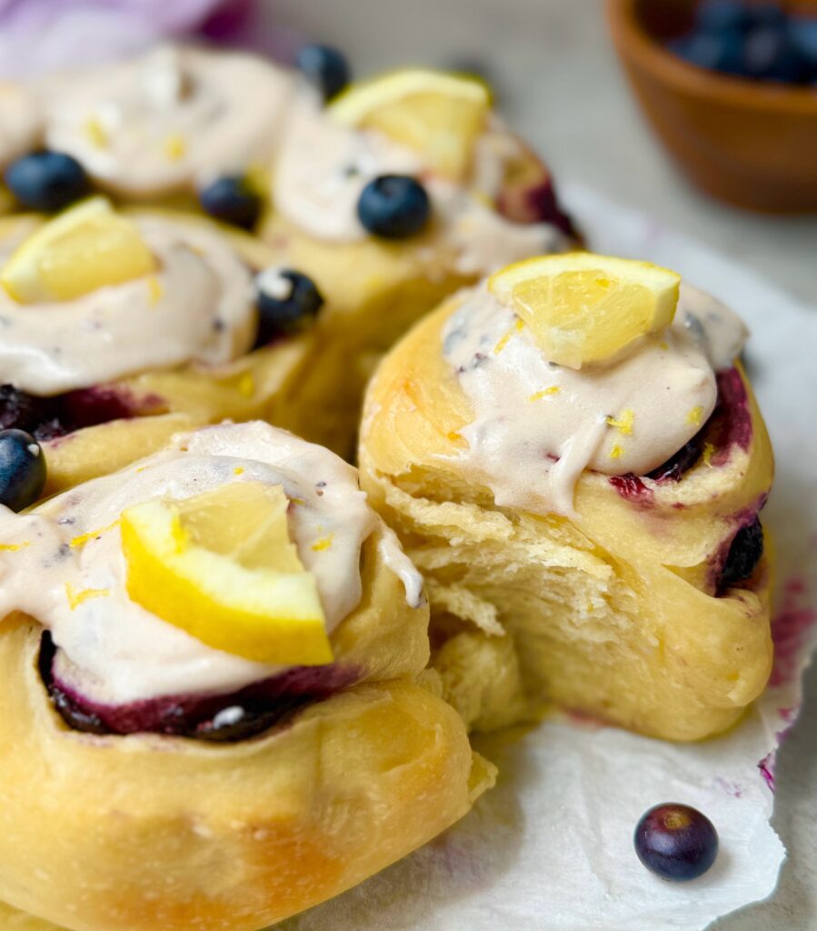 blueberry lemon sourdough bricohe rolls