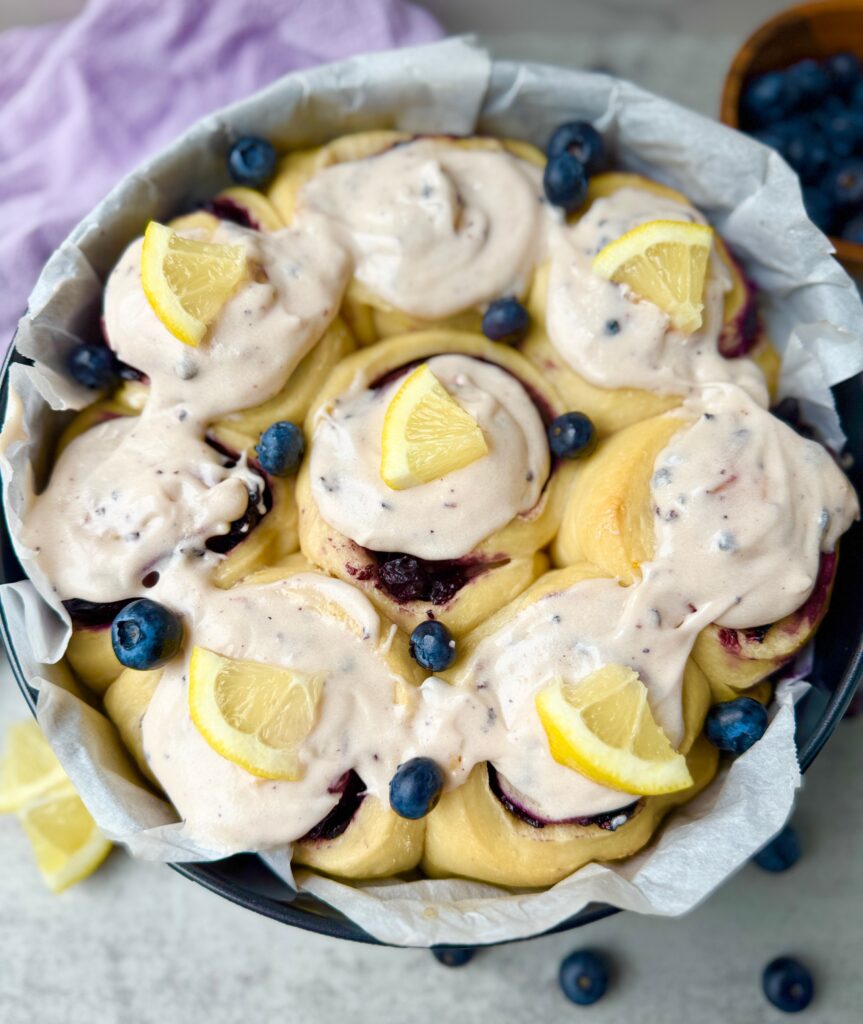 blueberry lemon sourdough bricohe rolls