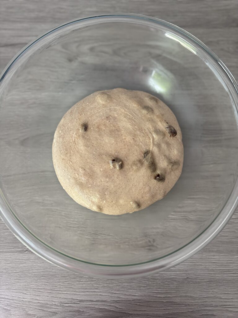 risen English muffin dough