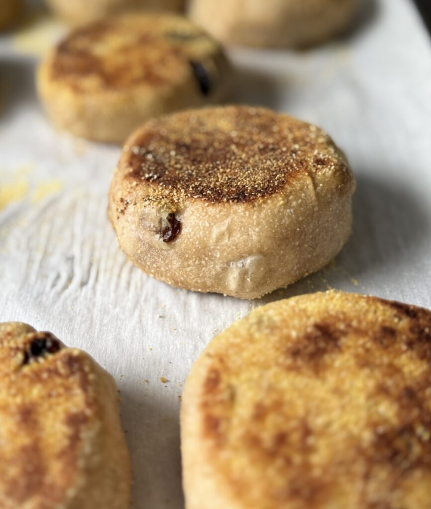 cinnamon raisin sourdough english muffins