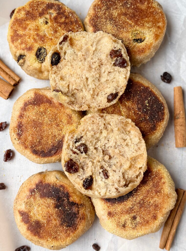 cinnamon raisin sourdough english muffins