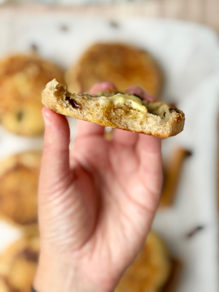 cinnamon raisin sourdough English muffins