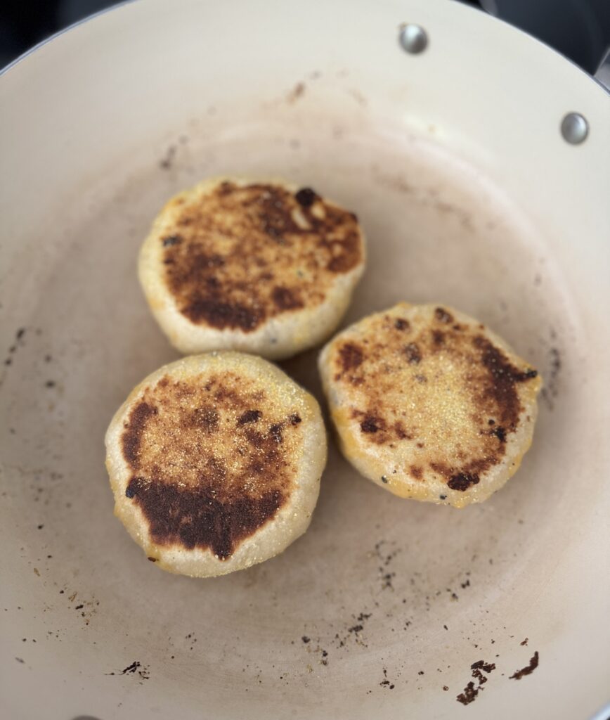 baking sourdough English muffins