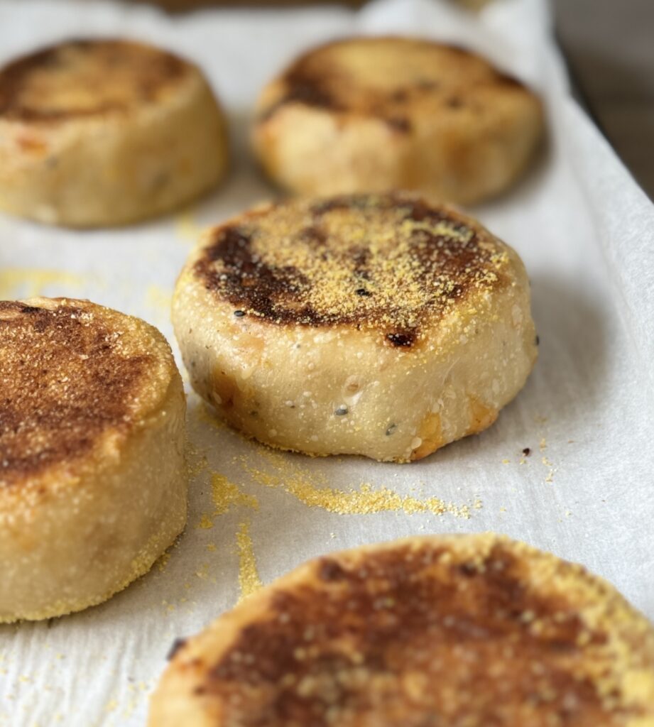 everything bagel sourdough English muffins