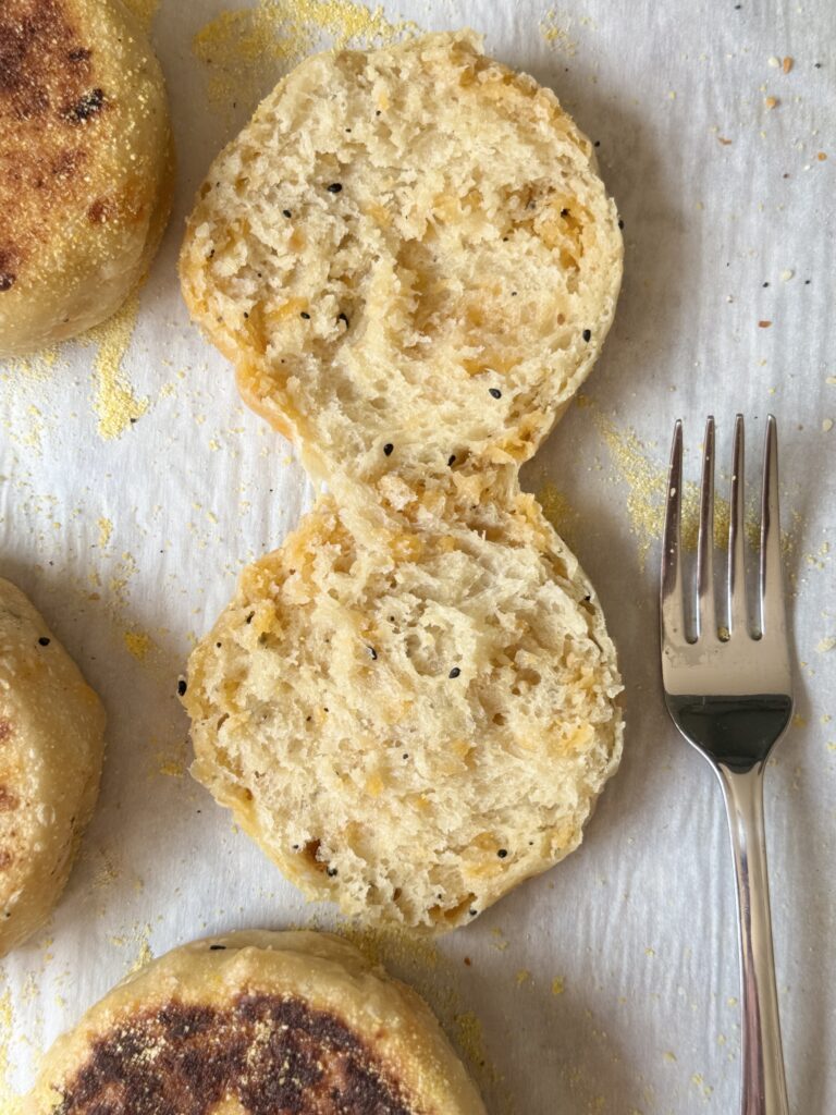 everything bagel sourdough English muffins