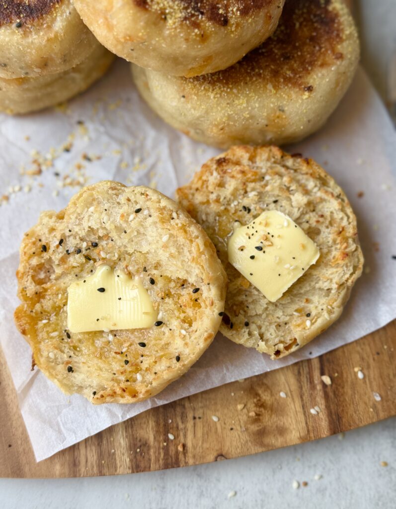 everything bagel sourdough English muffins