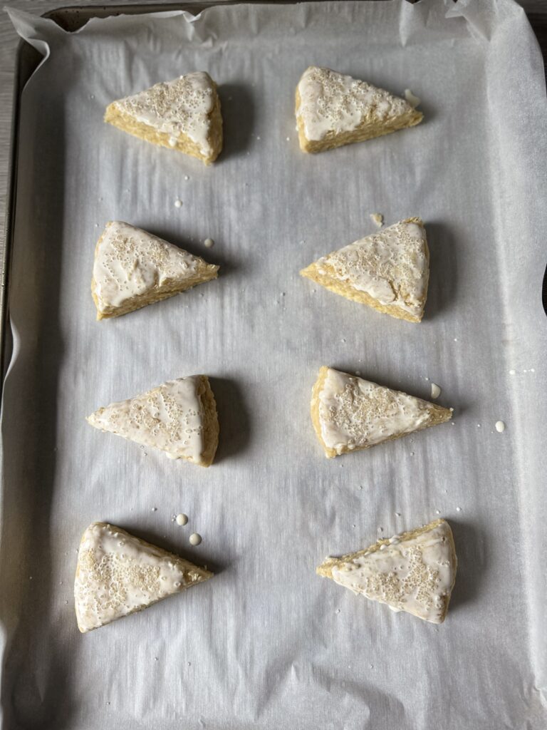 brushed sourdough scones