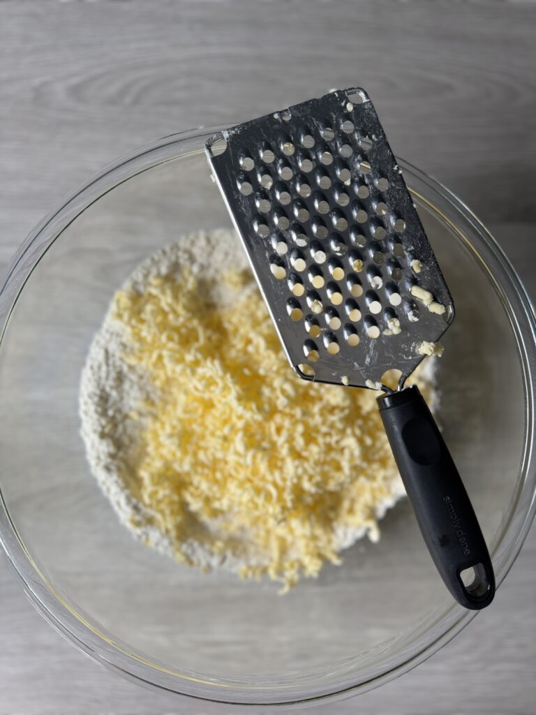grating butter into scones