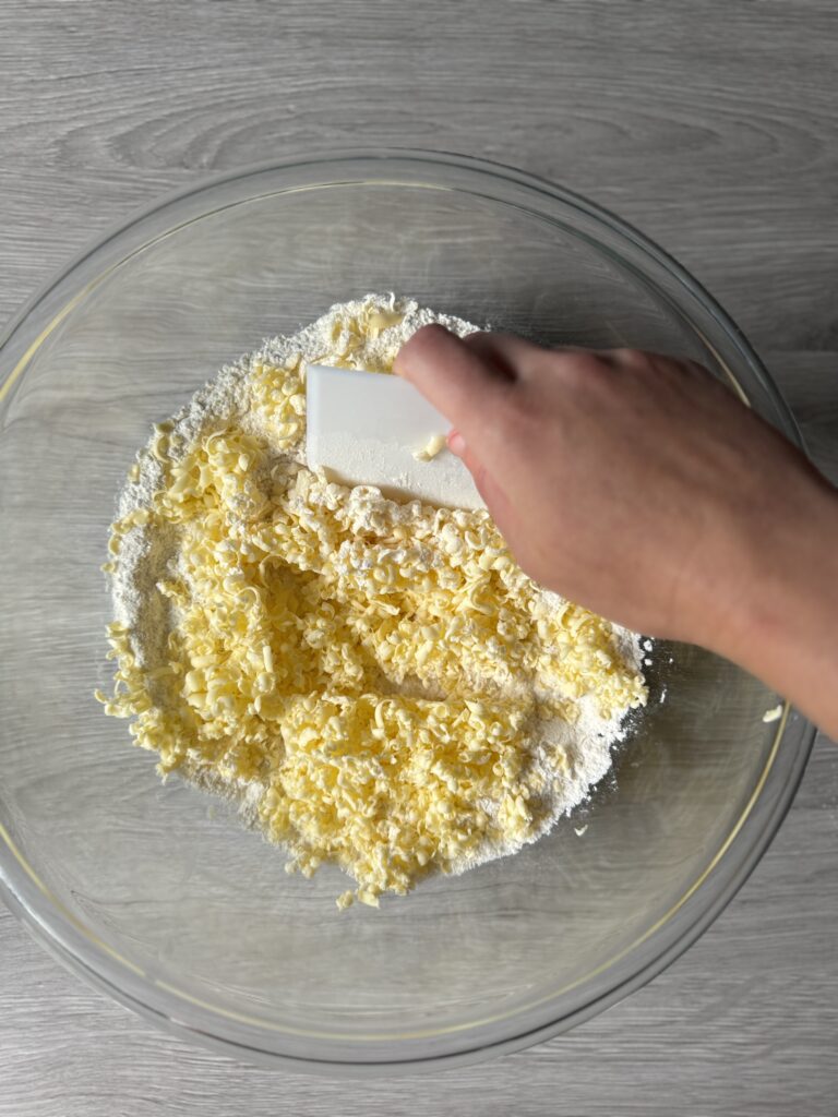 cutting butter into mixture