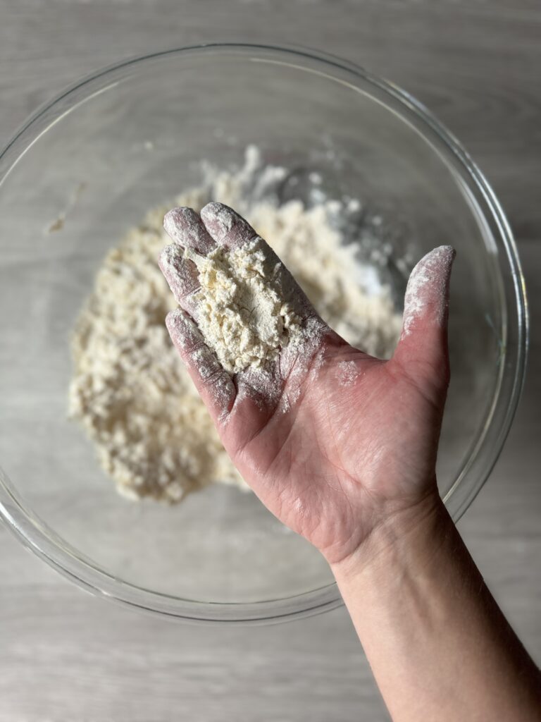 butter cut into scone mixture