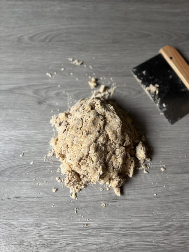 mixing apple scones